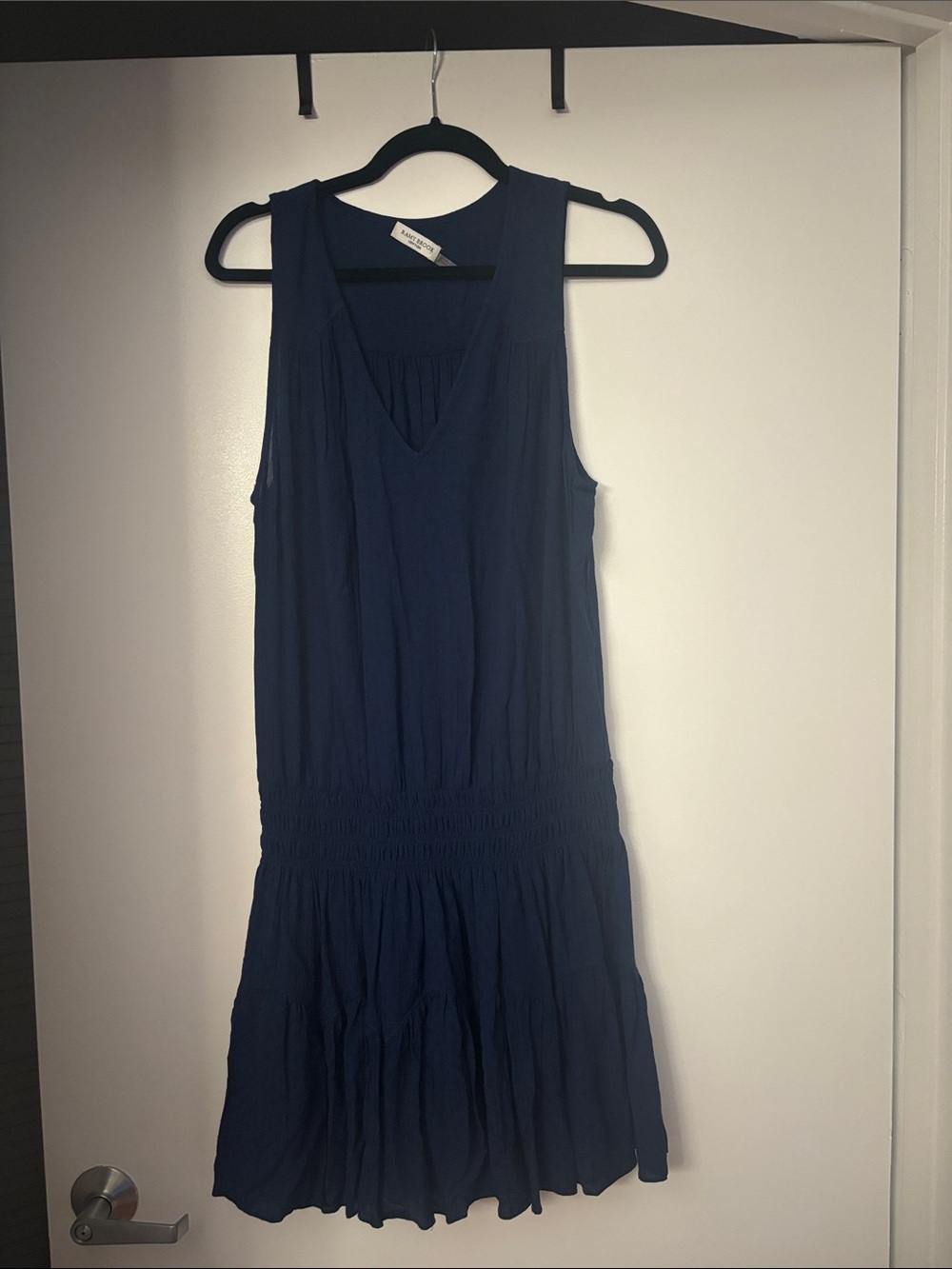 Ramy Brook Navy Blue Sleeveless V-Neck Drop Waist Dress